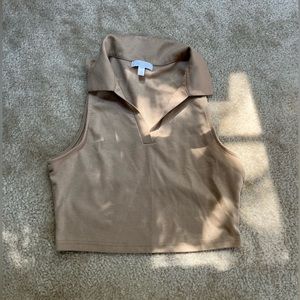 Abound Brown Collared Top Size M
